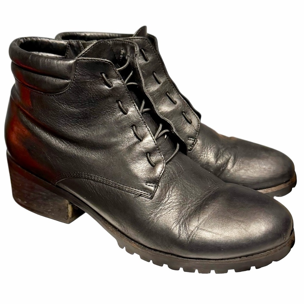 Eileen Fisher Flynn Bootie Leather Sz 11 Black